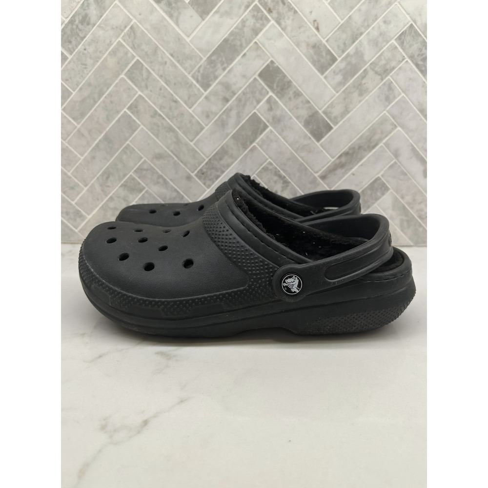 Crocs Dual Clogs Mens Size 8 Black Faux Fur‎ Lined Classic Slip On Winter